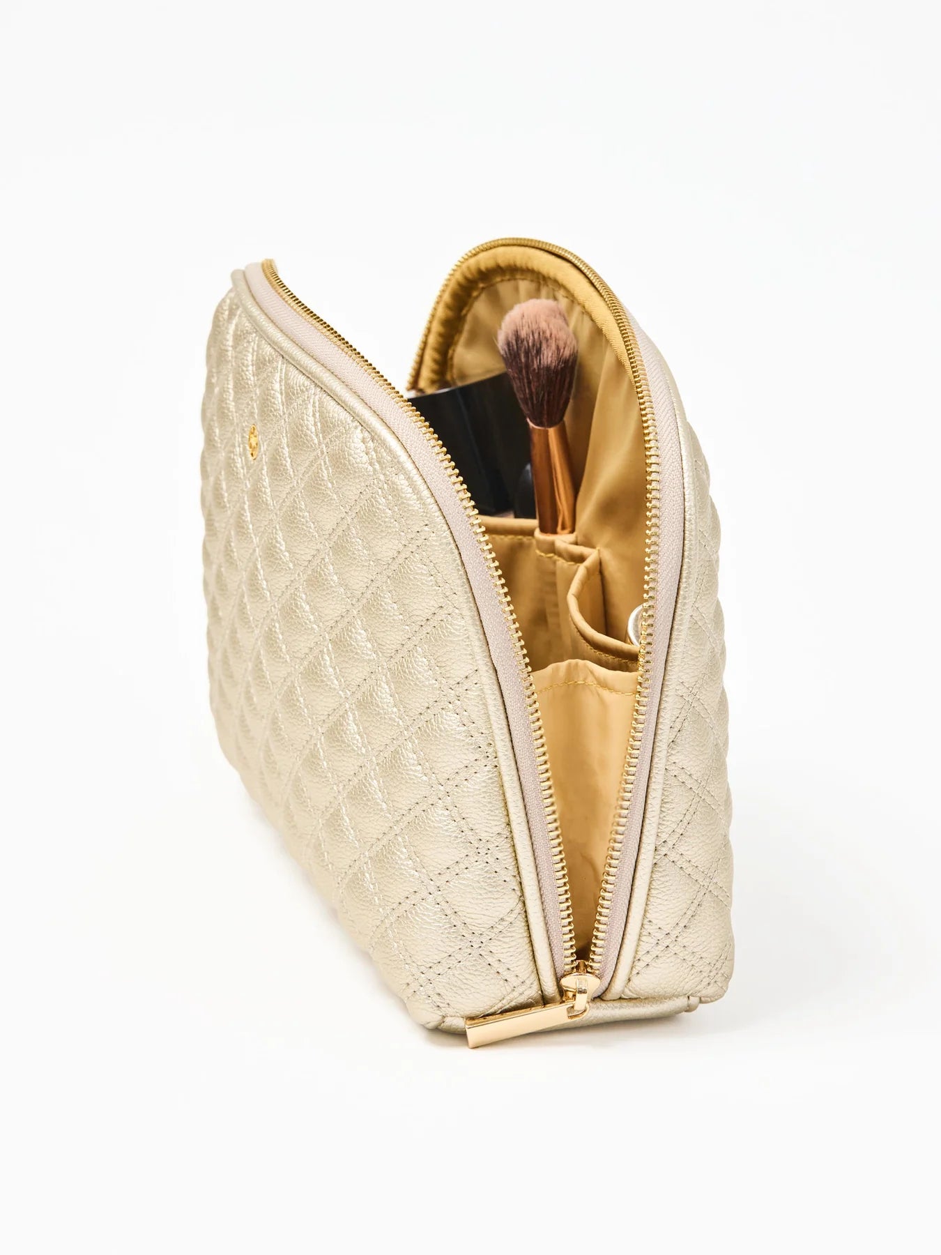 Mary Square Large Quilted Pouch - Champagne