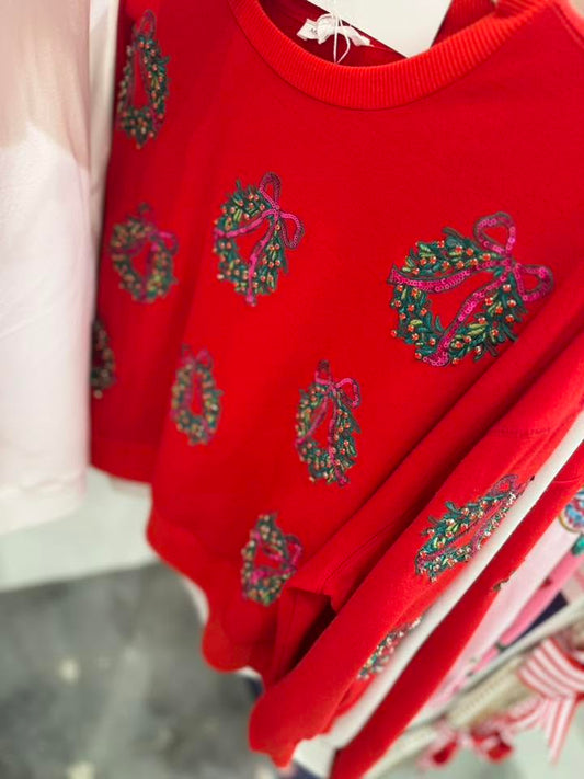 Mary Square Millie Sweatshirt - Berry Wreaths