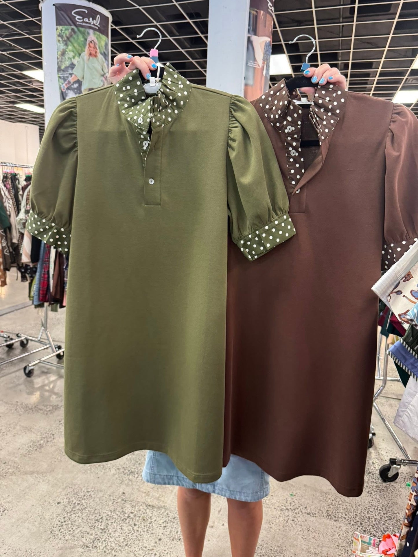 Entro Polo Dress with Polka Dot Accents