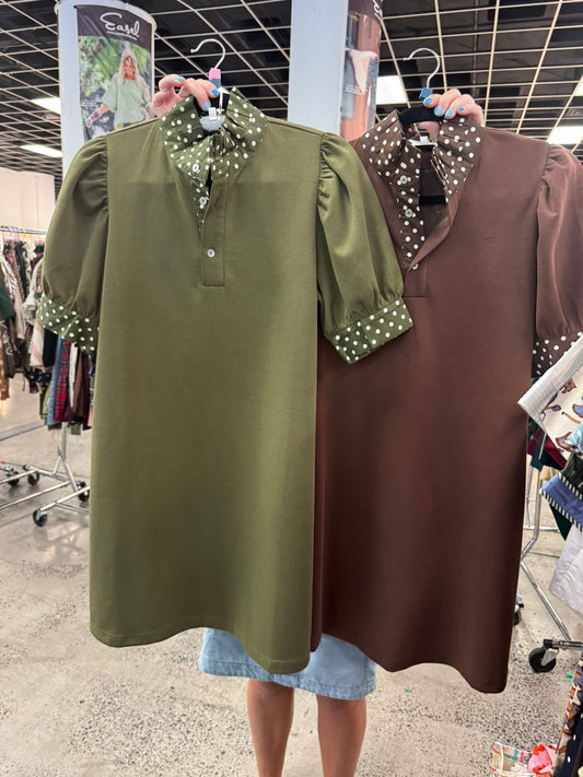 Entro Polo Dress with Polka Dot Accents