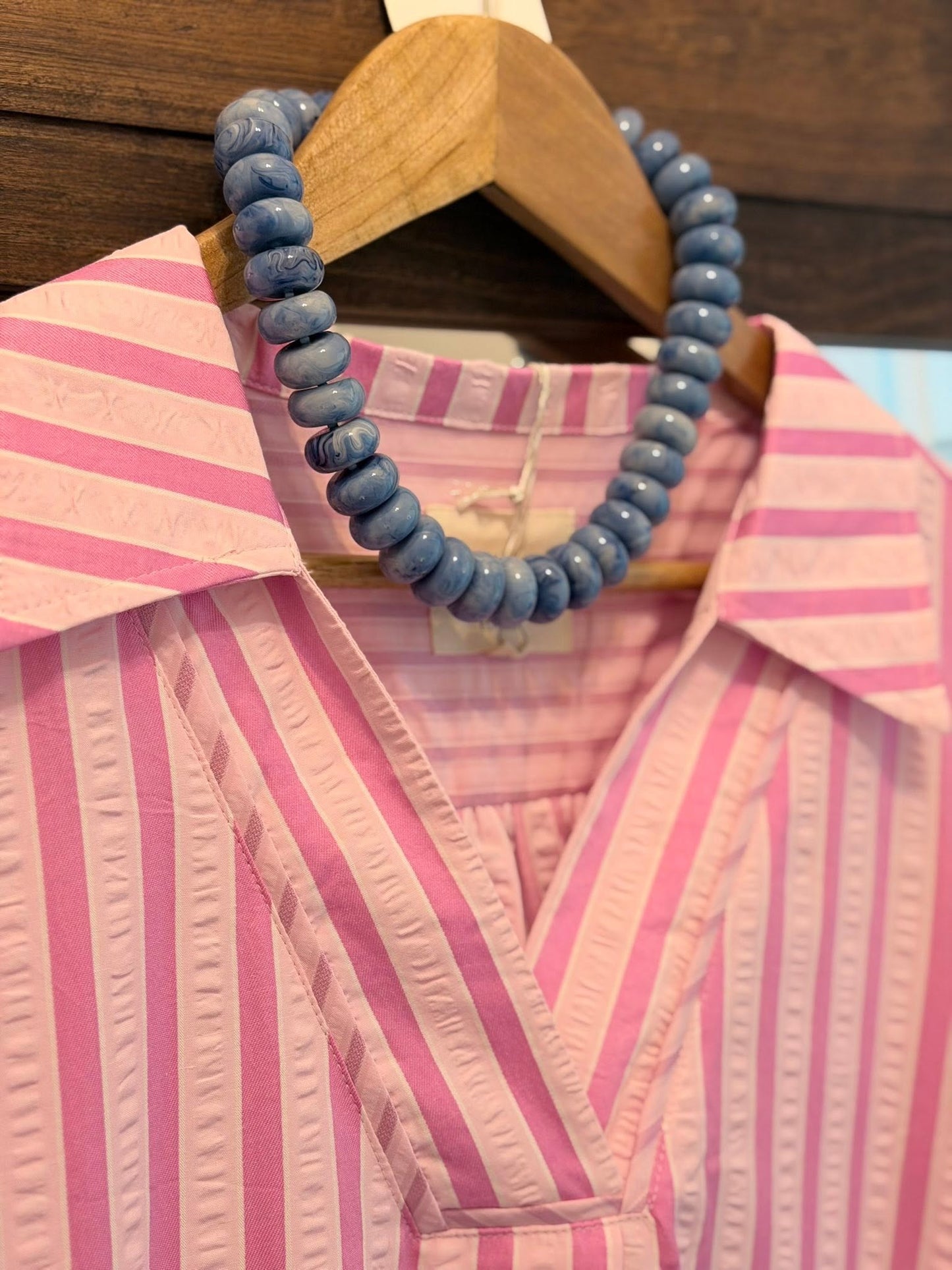 Chunky Blue Marble Beaded Necklace