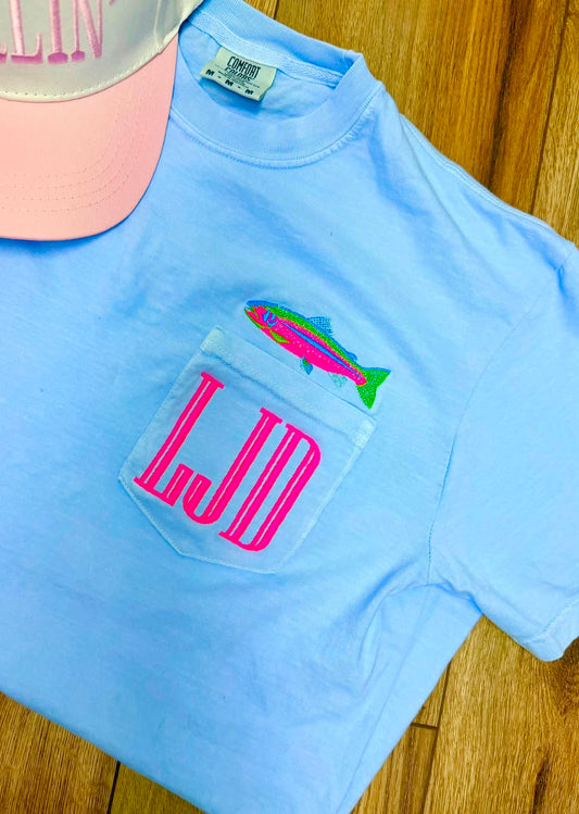 Fish Pocket Tee Comfort Color Embroidery