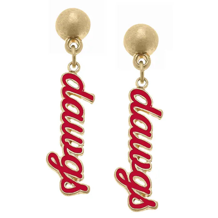 Canvas Gameday Enamel Script Earrings