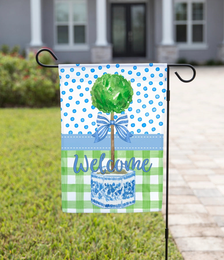 Navy Knot Garden Flags