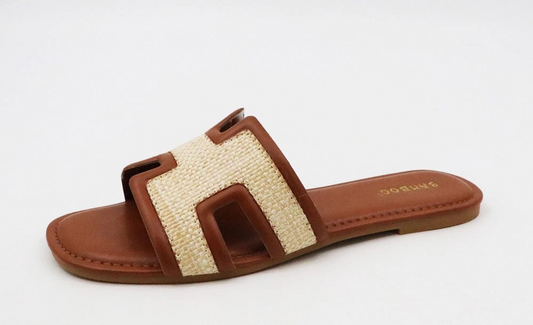 Bamboo Color Contrast Slide Sandal