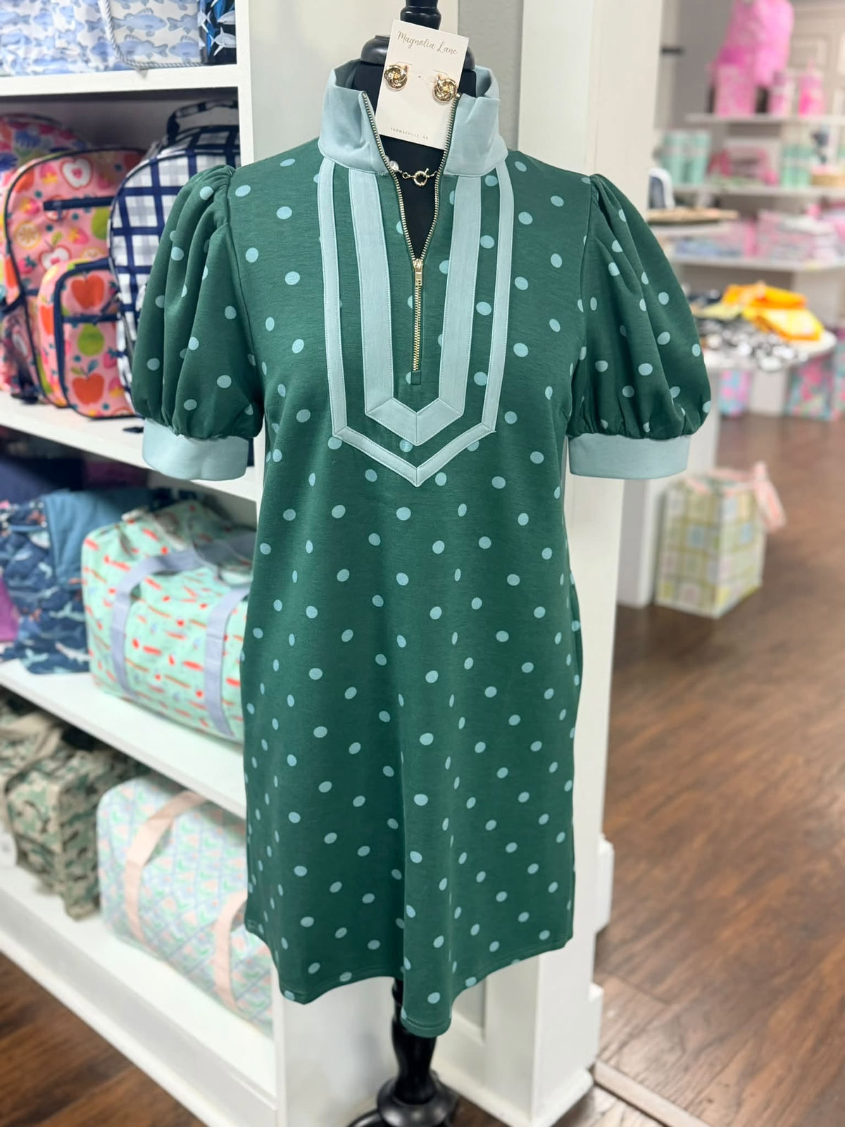 Entro Polka Dot Caftan Mini Dress