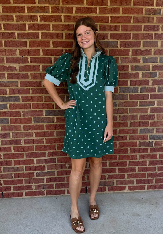 Entro Polka Dot Caftan Mini Dress
