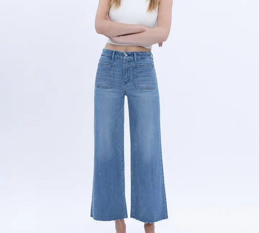 Vervet Comfort Waistband Crop Wide Jeans T6947