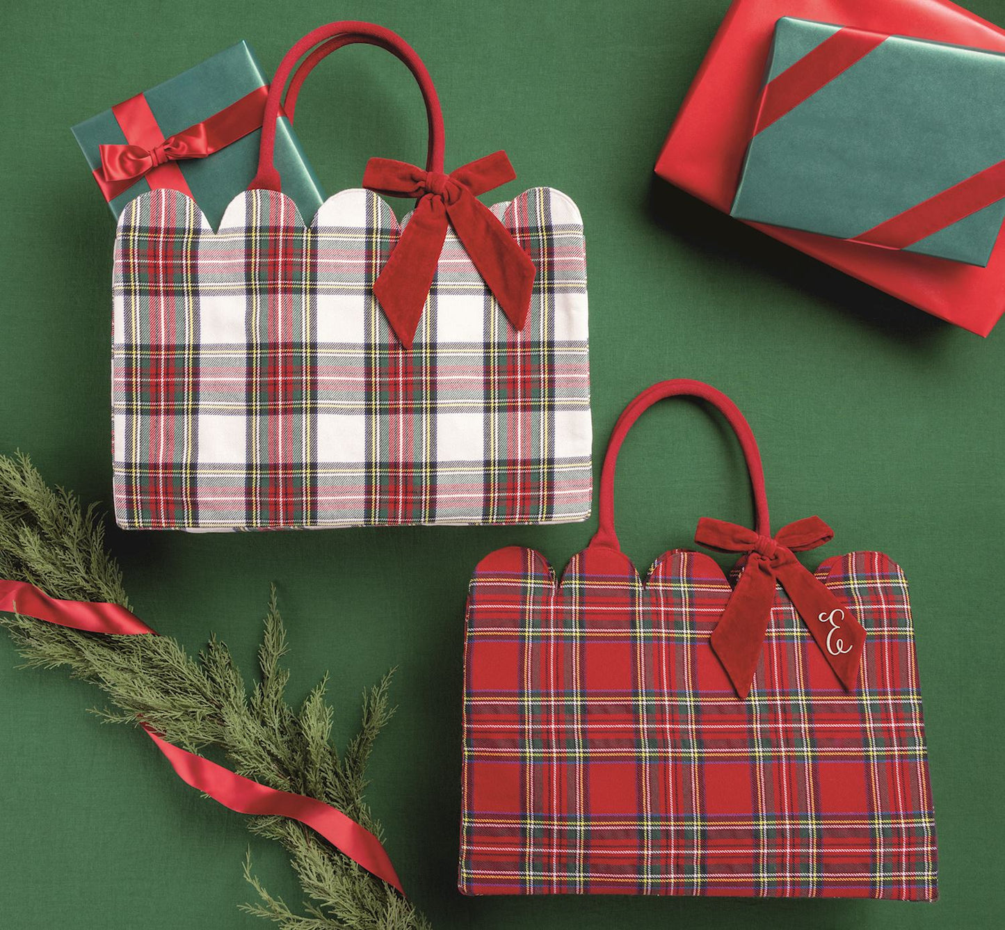 Mudpie Tartan Scallop Tote