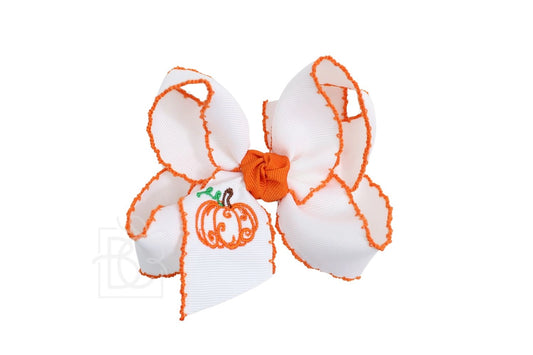 BC Pumpkin Embroidered Bow - 4.5"