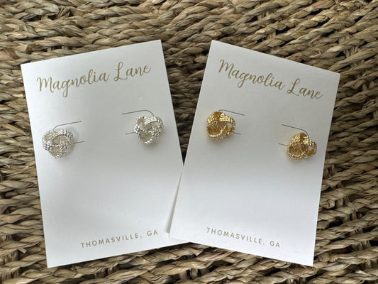GS Textured Love Knot Earrings