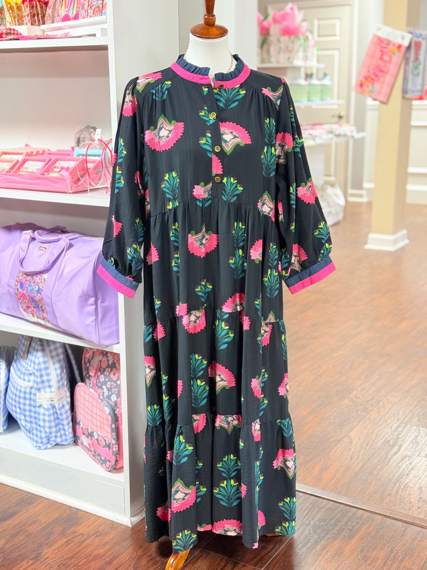 Umgee Plus Midi with Jewel Toned Flowers