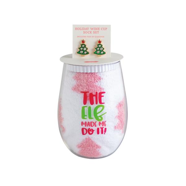 Mudpie Holiday Cup Gift Set with Earrings + Socks