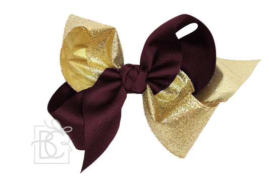 BC Garnet + Gold Glitter 5.5in Bow