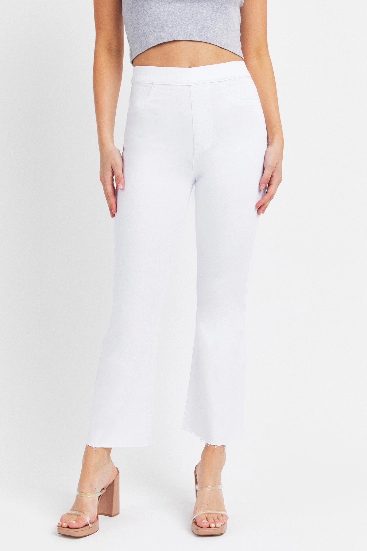 Cello White Comfort High Rise Pull-On Crop Flare