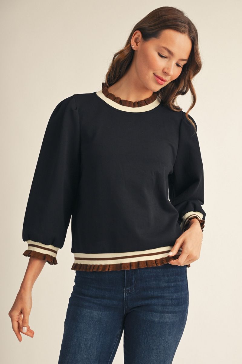 Jodifl 3/4 Sleeve Top with Ruffle Bands