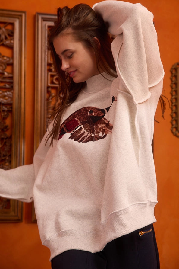 BucketList Mallard Embroidered Mock Neck