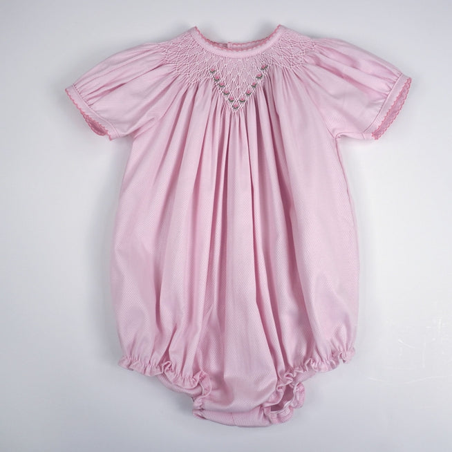 Marcela Rose Smocked Pink Bubble