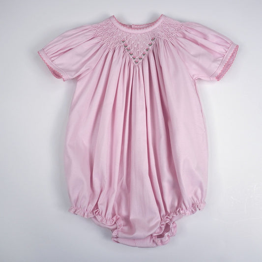 Marcela Rose Smocked Pink Bubble