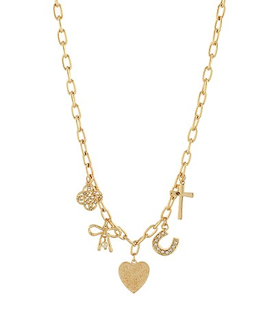 GS Bow & Heart Multi Charm Necklace