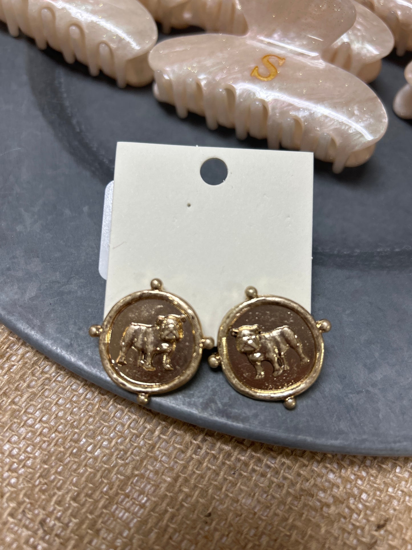 GS Bulldog Coin Earring