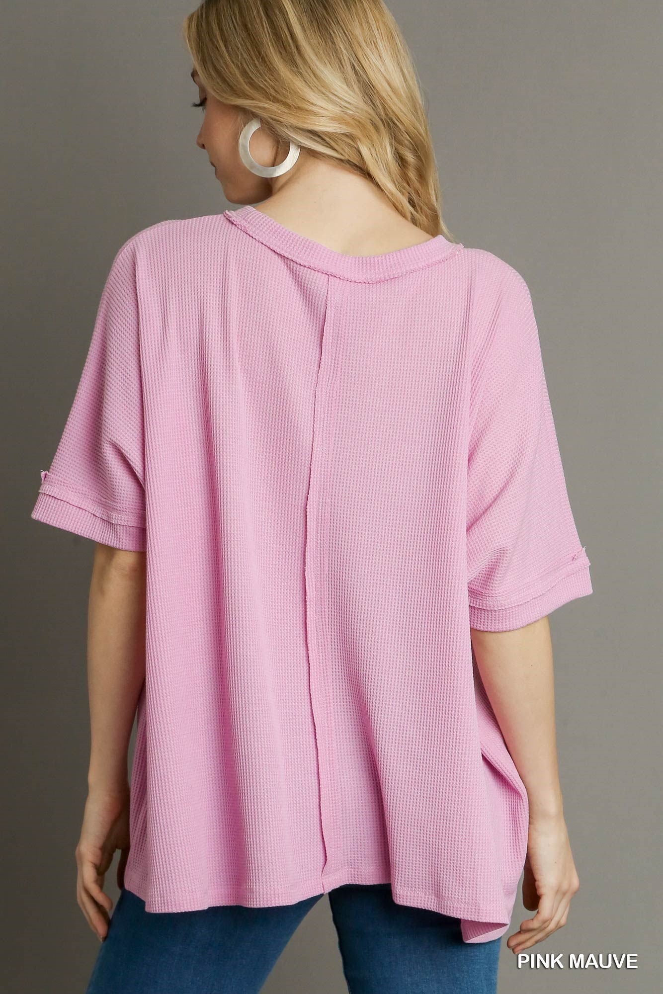 Umgee Ribbed Dolman Top - Pink Mauve