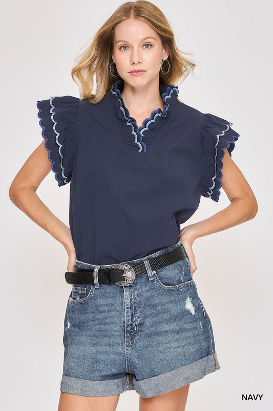 Umgee Scalloped Hem Top