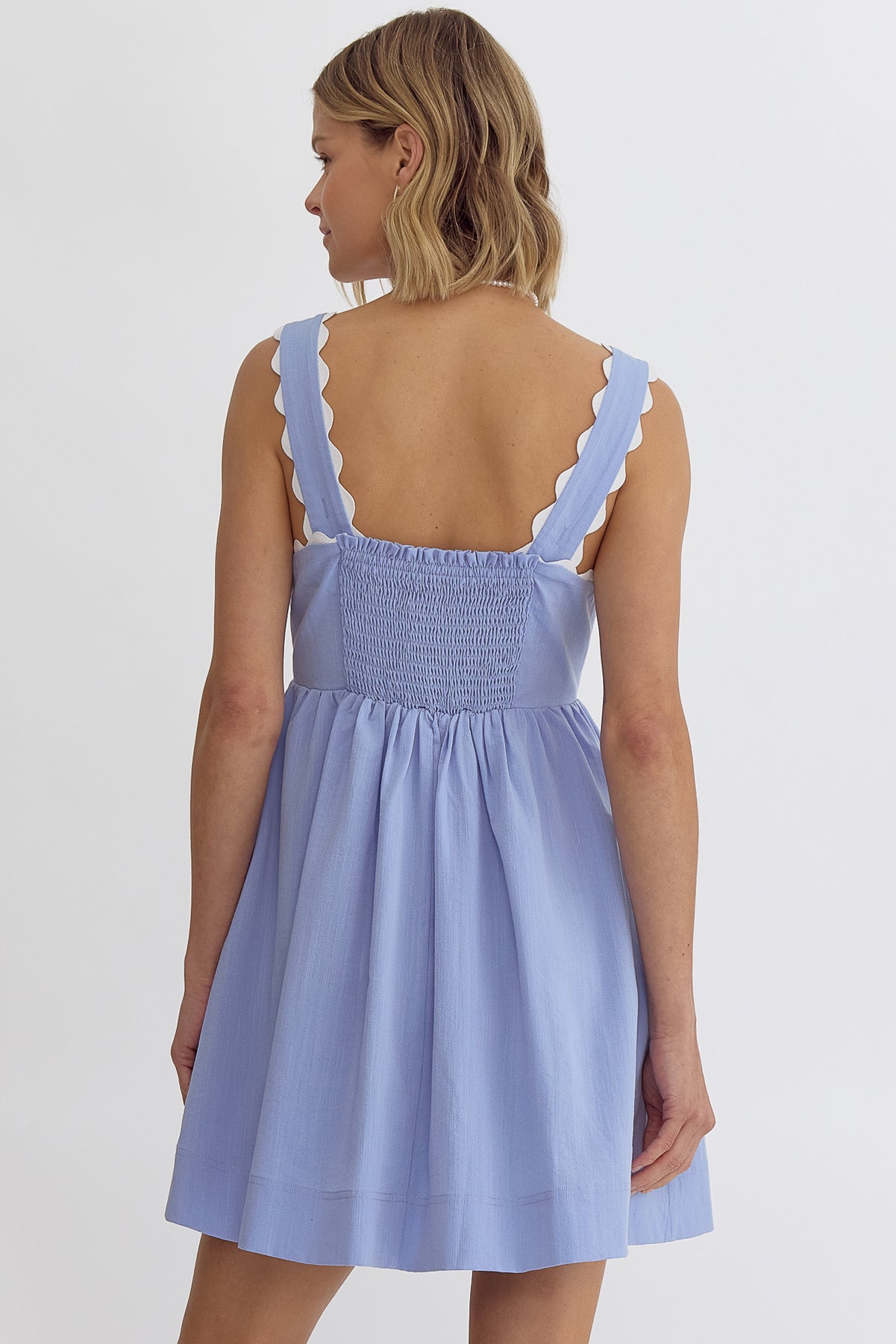 Entro Ric Rac Top Dress - Blue and White