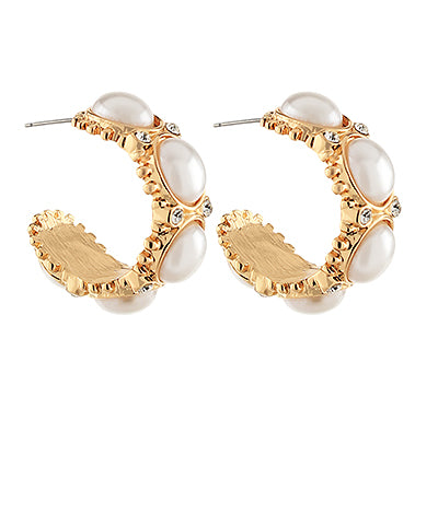 GS Decorated Oval Pearl Hoops