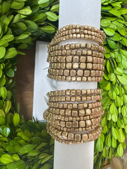GS Metal Cube Bead Bracelets