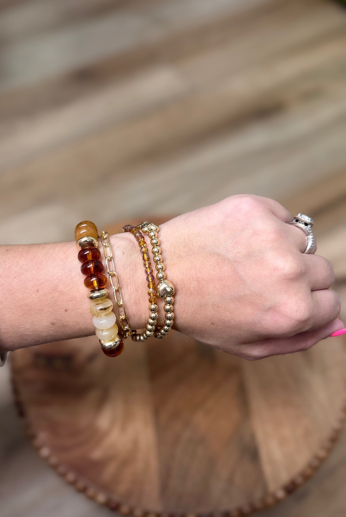 4 pc. Mixed Bracelet Set - Tortoise + Gold