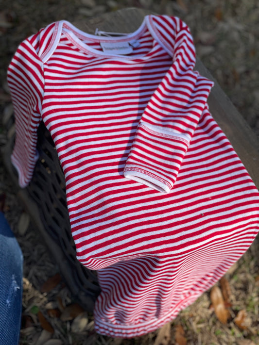 BB Striped Red/White Gown - 0/6m