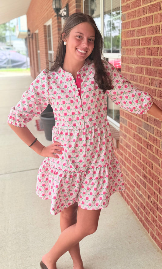 Mary Square Riley Mini Dress - Floral Fanfare