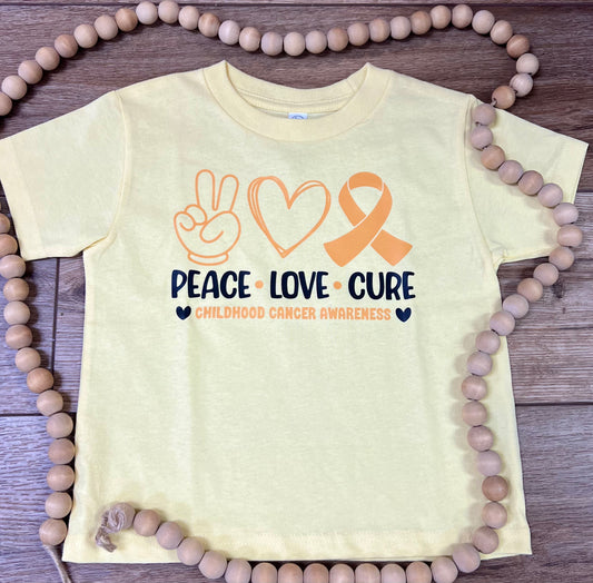 Sublimation Tee - Peace Love Cure Childhood Cancer