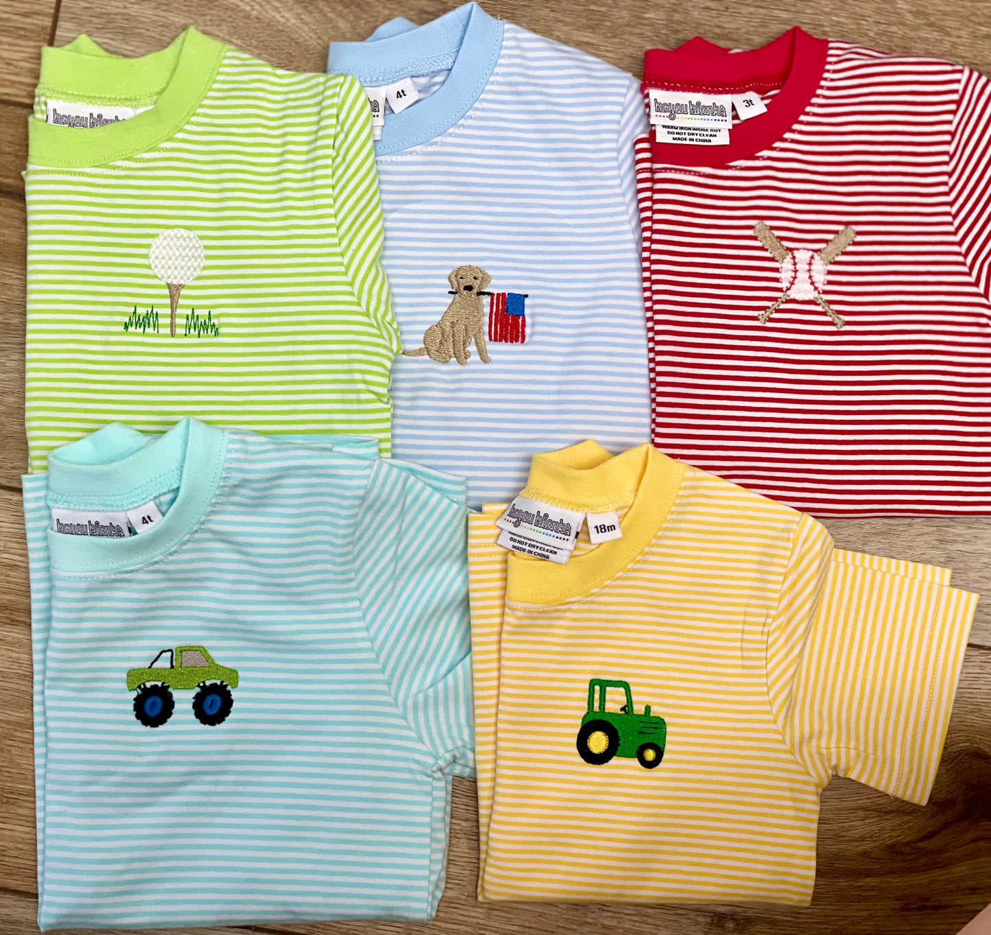 Boys Embroidered Striped Tees