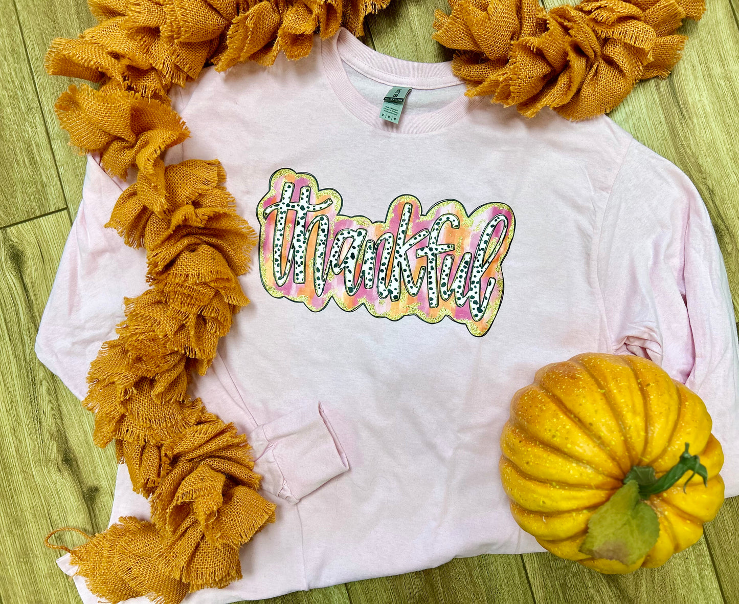 Sublimated Tee - Thankful Pink Watercolor