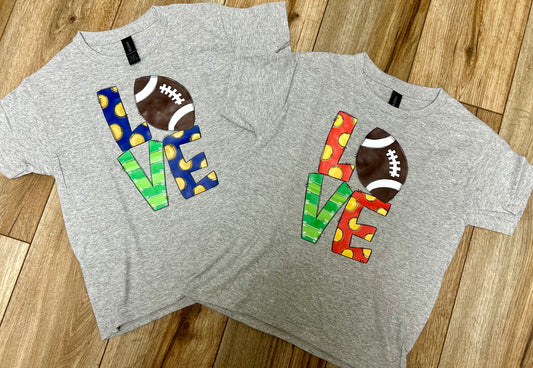 Sublimation Football LOVE Shirts