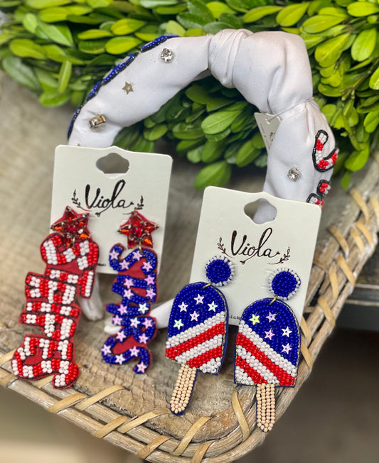 GS Patriotic Beaded Earrings