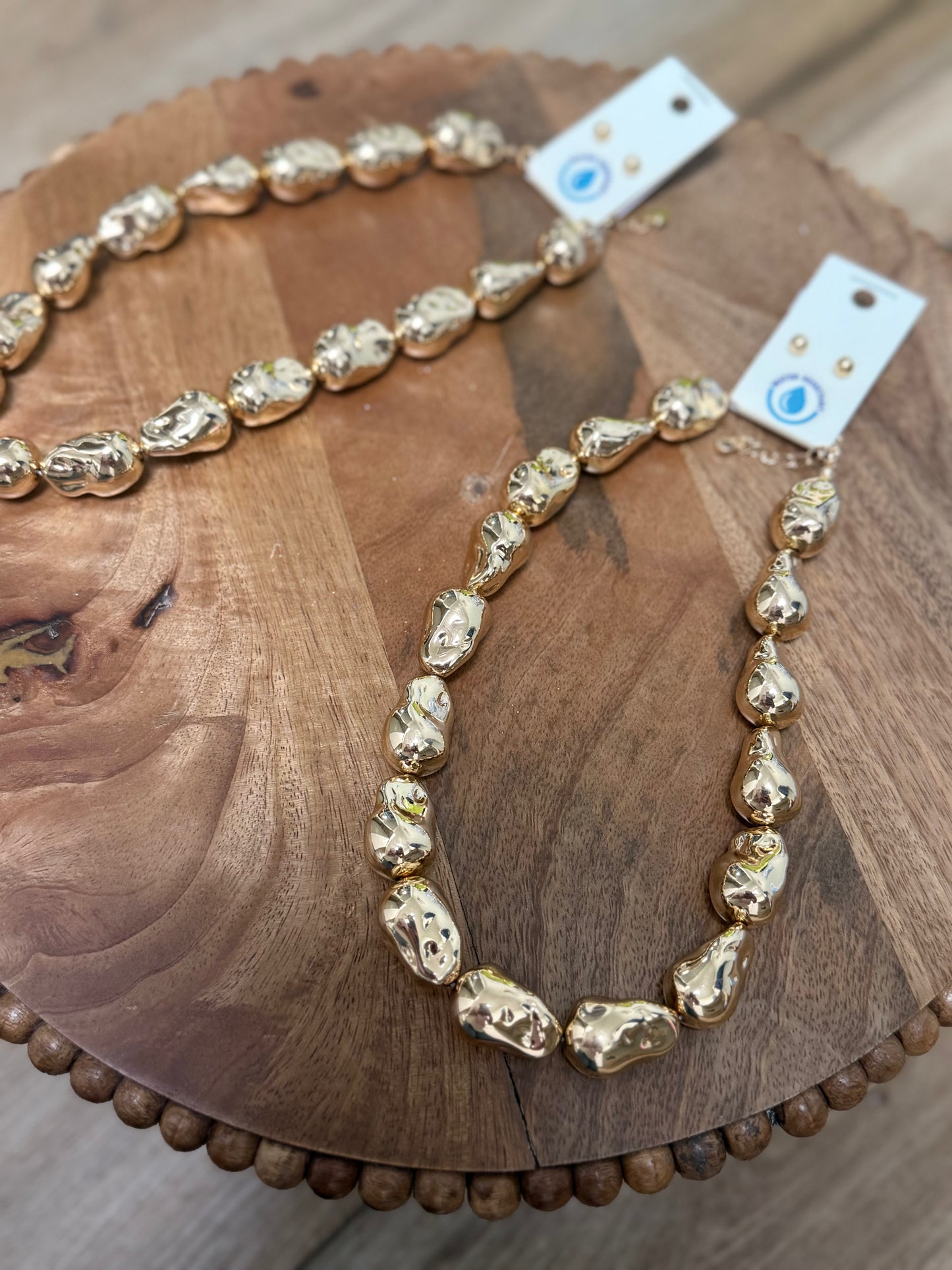 Baroque Shape Gold Metal Necklace