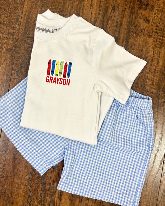 Embroidered Left Chest Crayon Lineup Shirt