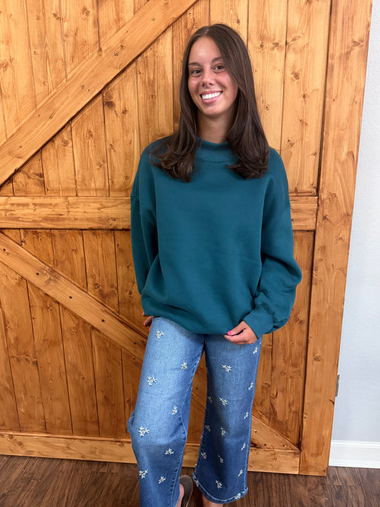 Katydid Deep Teal Mockneck Sweatshirt