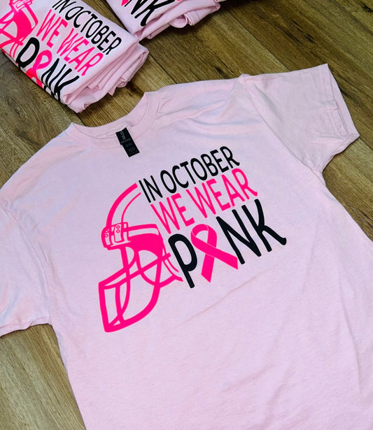 AS In October We Wear Pink Breast Cancer Tee