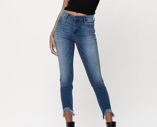 Cello Cropped Skinny Fringe Bottom WV76552DK