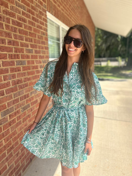Entro Floral Ruffle Accent Mini Dress