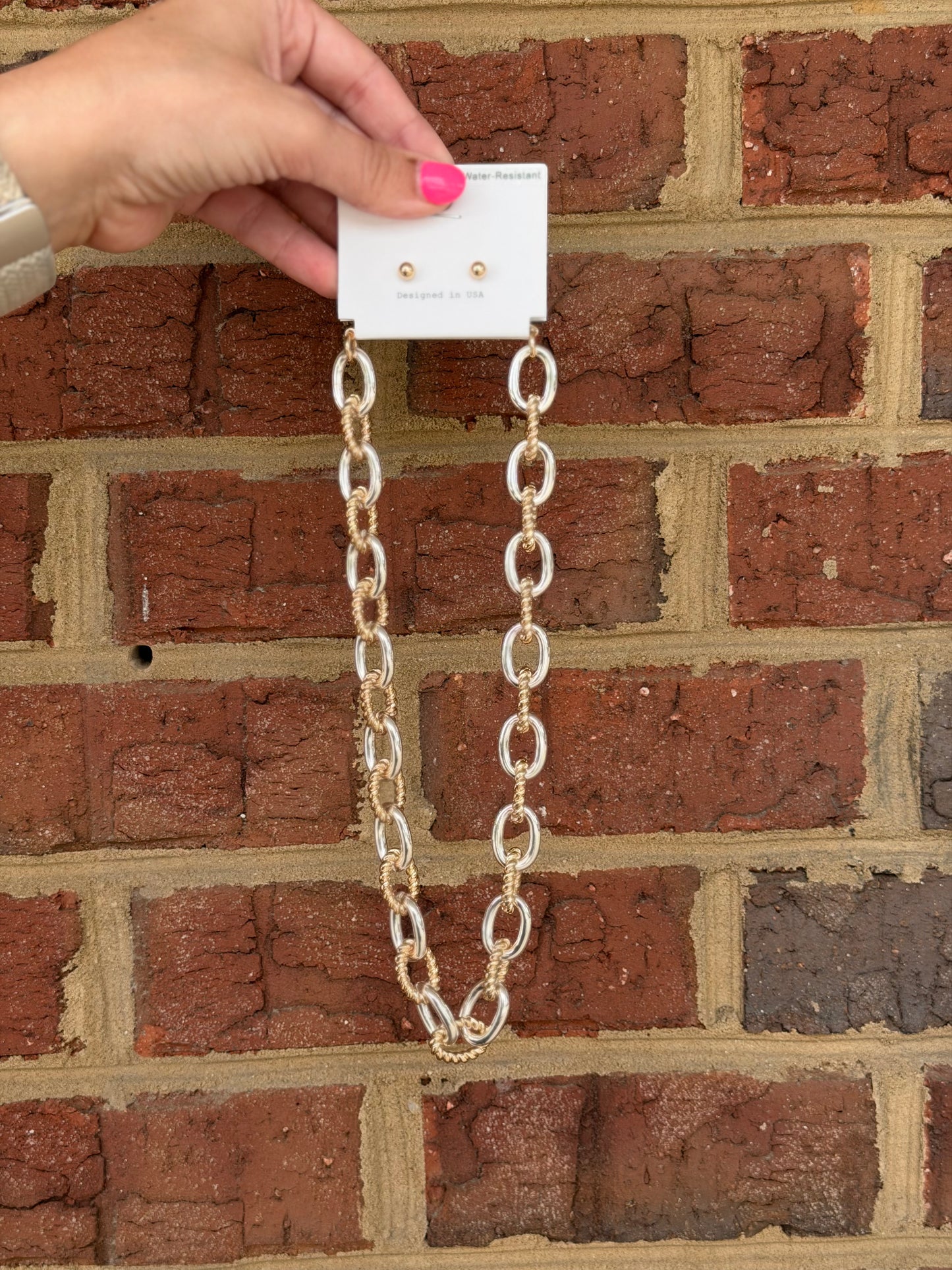 Two Tone Metal Chain Necklace
