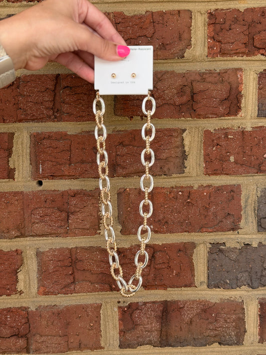Two Tone Metal Chain Necklace