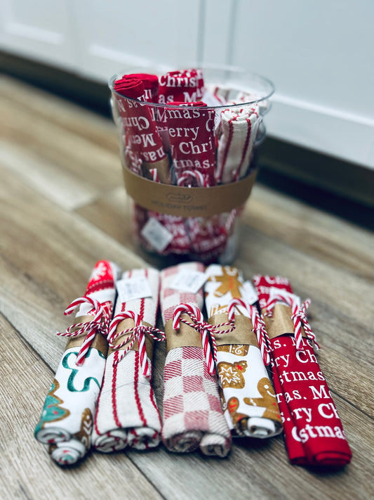 Mudpie Holiday Hand Towel with Candy Cane