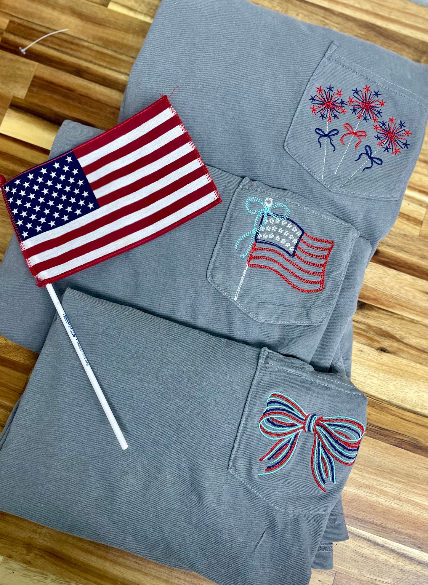 Comfort Color Patriotic Monogram Pocket Tees