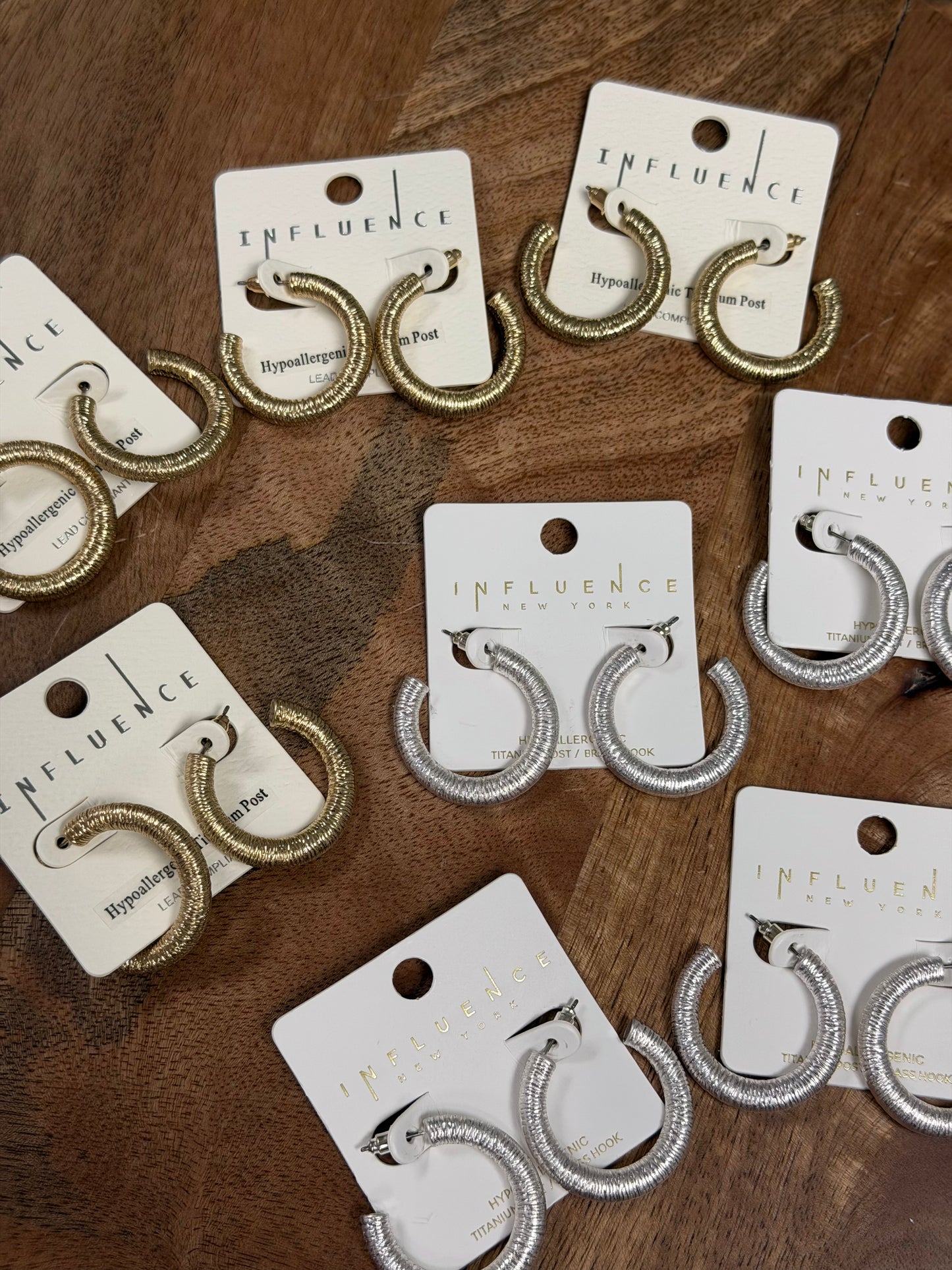 Wrapped Wire Textured Hoops