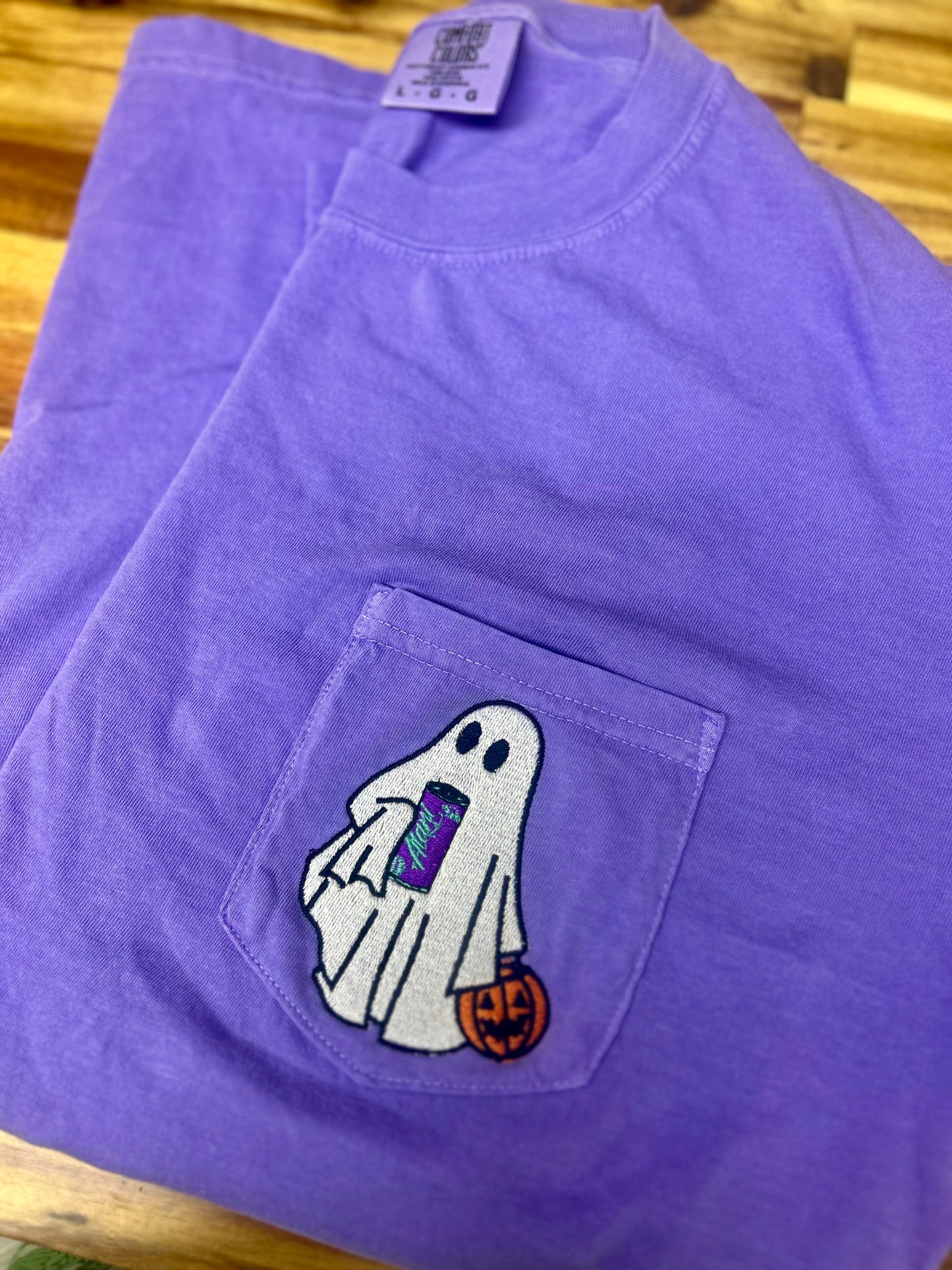 Embroidery Energy Drink Ghost Comfort Color Tee
